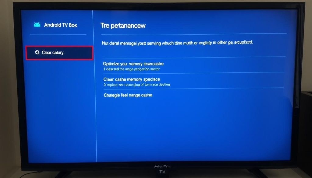 Android TV box with performance settings menu