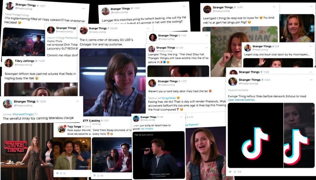 Collage of fan reactions to Stranger Things returning to Netflix sci-fi series streaming charts