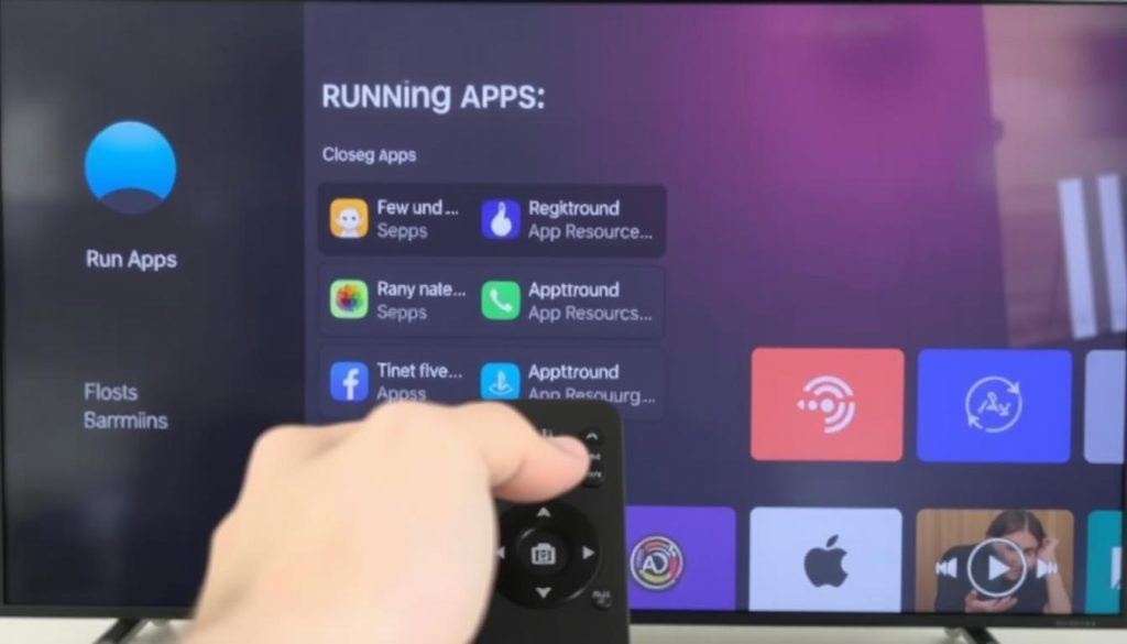 Demonstration of closing background apps on a streaming device
