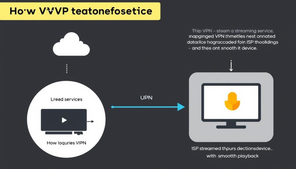 Diagram showing how VPN prevents ISP throttling for IPTV