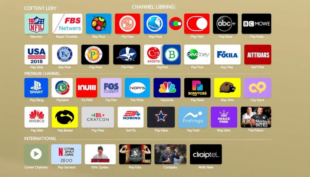 Diverse content library showing various US channels and international options available through reliable IPTV service in United States Diverse content library showing various US channels and international options available through reliable IPTV service in United States