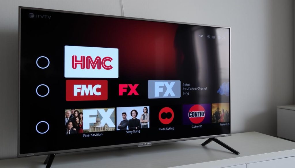 Entertainment channels showing popular shows on an IPTV interface