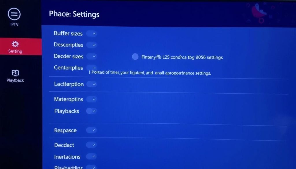 IPTV player buffer settings configuration screen