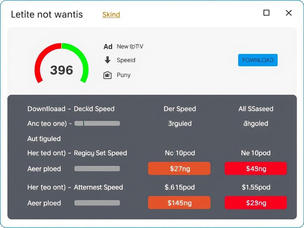 Internet speed test showing results for IPTV streaming