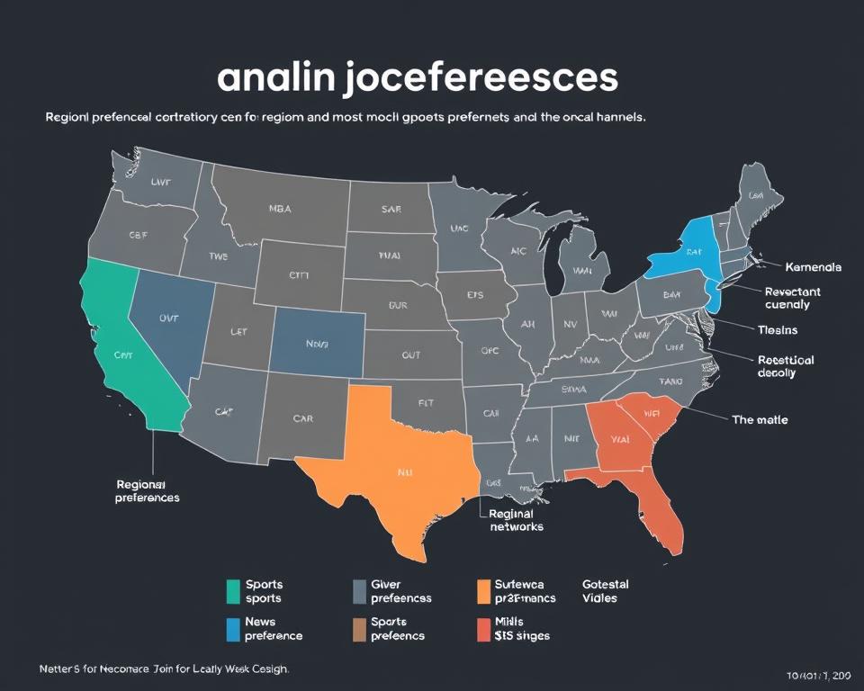 Map of the United States showing regional channel preferences