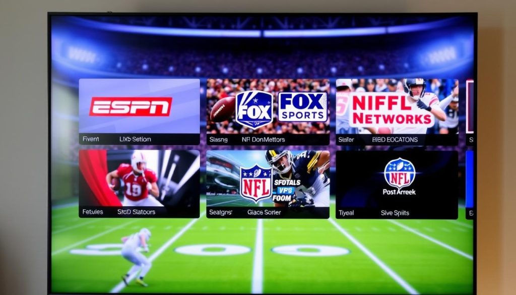 Multiple sports channels showing live games on an IPTV interface
