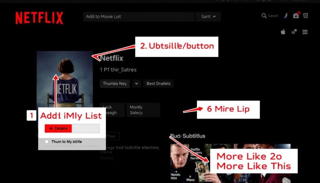 Netflix viewing interface showing how to save movies to your list and rate content for better recommendations