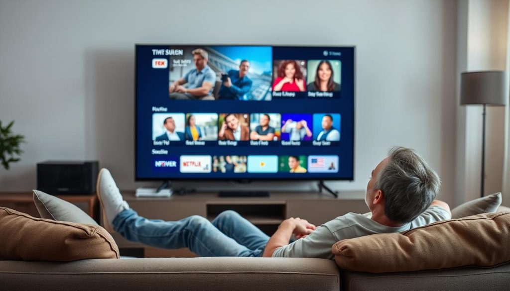Person enjoying quality IPTV streaming on a smart TV