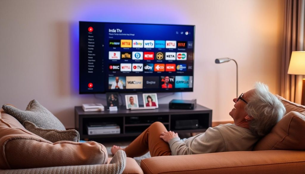 Person enjoying their personalized IPTV channel lineup on a smart TV