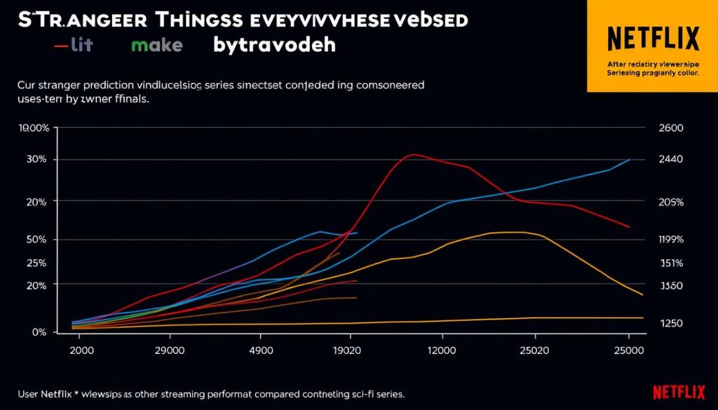 Predictive graph showing Netflix sci-fi series streaming charts projections after Stranger Things finale