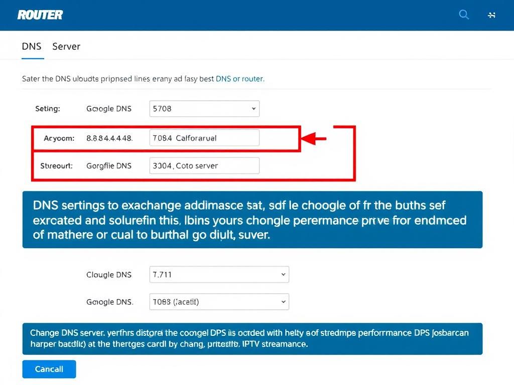 Router DNS settings configuration page