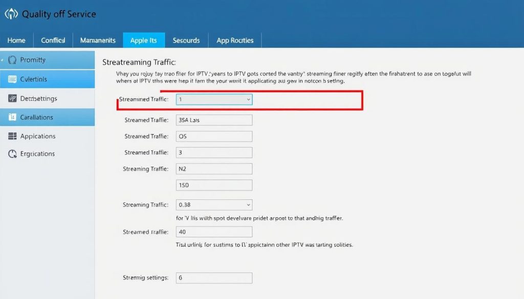 Router settings page showing QoS configuration for IPTV