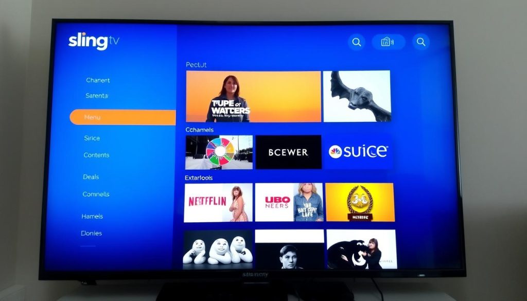 Sling TV interface showing customizable channel packages as a cost-effective reliable IPTV service in United States Sling TV interface showing customizable channel packages as a cost-effective reliable IPTV service in United States